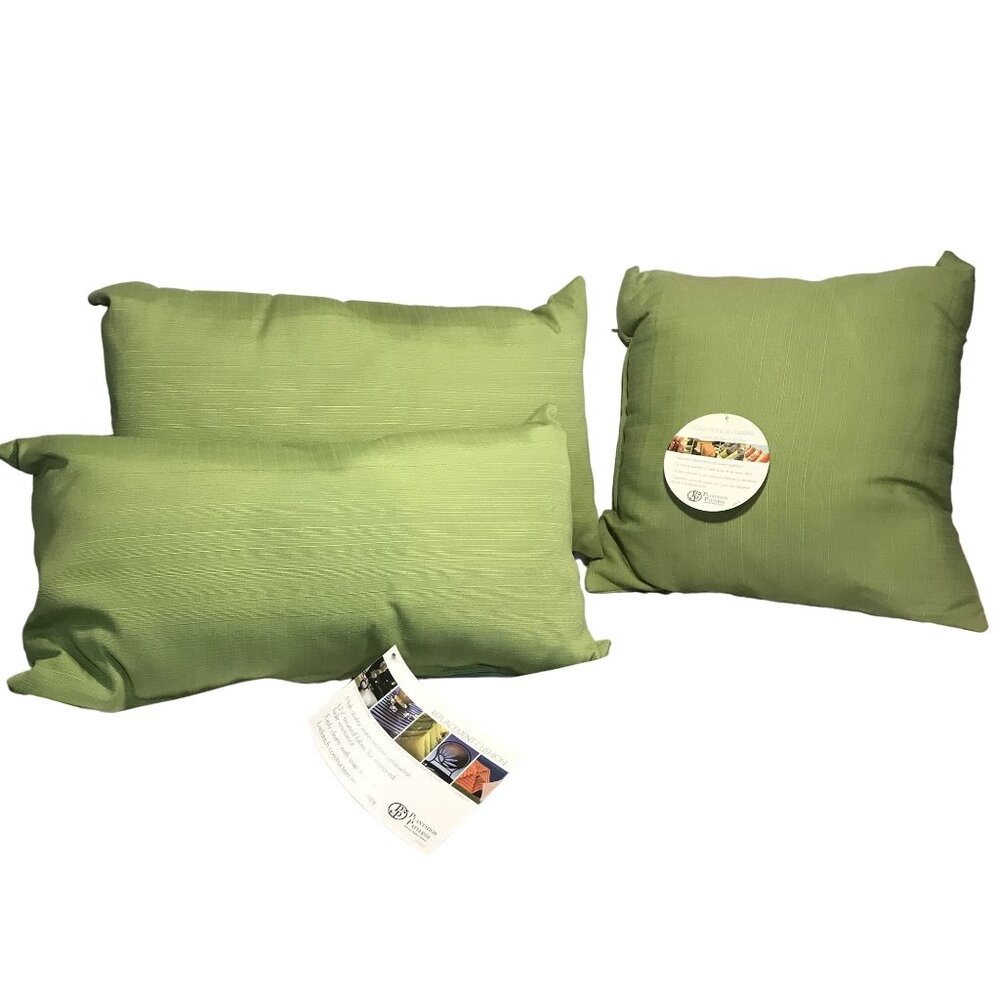 Outdoor Throw Pillow Collection Set of 3 Sage Green Plantation Patterns
